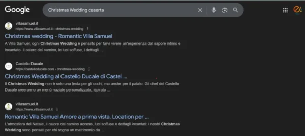 Come abbiamo portato Castello Ducale in prima pagina su Google per “Christmas Wedding Caserta” e “Location per matrimoni Caserta” Come abbiamo portato Castello Ducale in prima pagina su Google per “Christmas Wedding Caserta” e “Location per matrimoni Caserta”