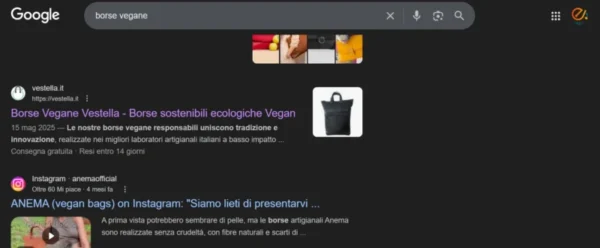 Come abbiamo portato Vestella in prima pagina su Google per “Borse Vegane”, “Borse Ecologiche” e “Borse Green” Come abbiamo portato Vestella in prima pagina su Google per “Borse Vegane”, “Borse Ecologiche” e “Borse Green”