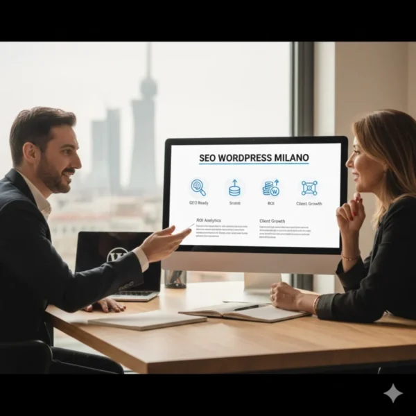 Consulenza SEO WordPress Milano - Antonello Bertino analizza dati ROI e GEO con cliente