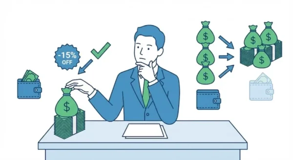 Infografica confronto risparmio: pagamento consulenza SEO WordPress in unica soluzione con sconto 15% rispetto al pagamento rateizzato.