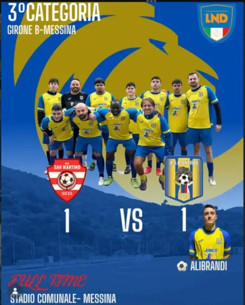 Antonello Bertino, centrocampista dell'A.S.D. Antillo, durante il campionato di Terza Categoria stagione 2026.