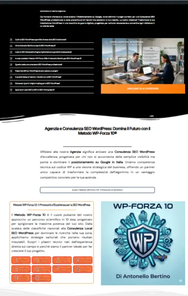 Zoom della homepage di SEO‑Wordpress.it con zebratura evidenziata.