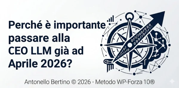Infografica Consulente SEO GEO LLM Milano Antonello Bertino Metodo WP-Forza 10®