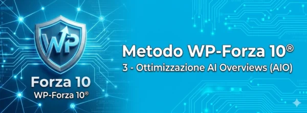 Logo e intestazione della terza fase de Il Metodo WP-Forza 10® di Antonello Bertino su sfondo tecnologico azzurro brillante.