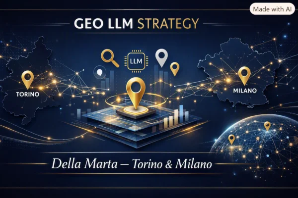Consulenza SEO e GEO LLM per Della Marta Eccellenza tra Torino e Milano Consulenza SEO e GEO LLM per Della Marta - Eccellenza tra Torino e Milano curata con Il Metodo WP-Forza 10® di Antonello Bertino